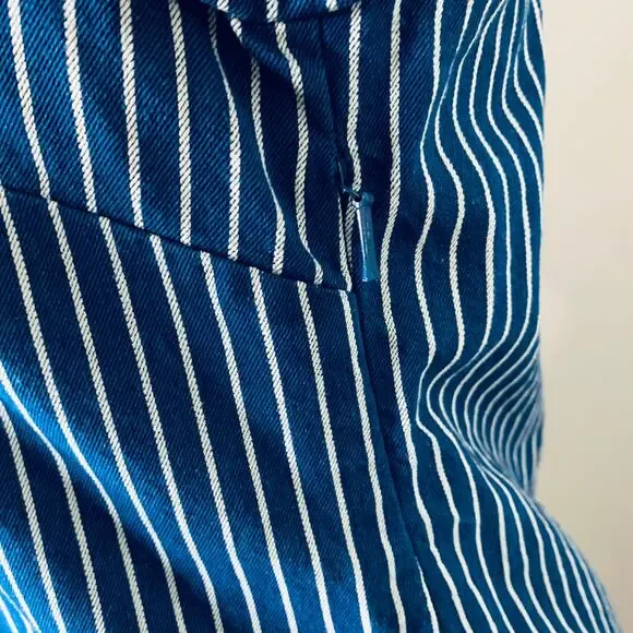 Alice McCall Mini Lily Lyric Dress 4 Blue White Denim Pinstripe Lace Up